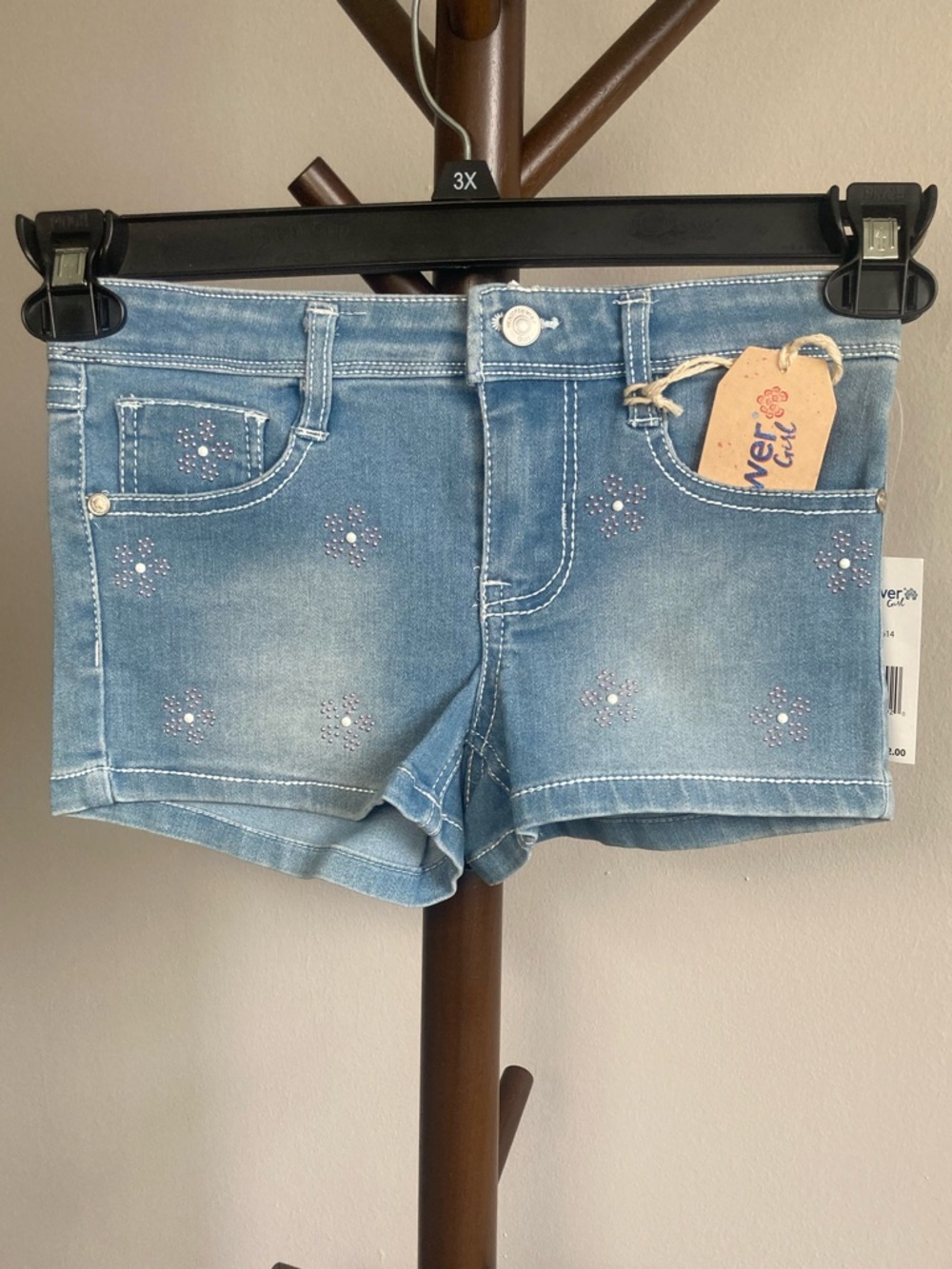 Wallflower jean short metallic embellishment floral design adjustable waist 6